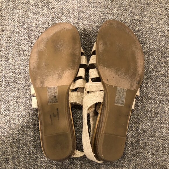 Blowfish Natural Canvas Flat Sandals, Size 7.5 - Picture 4 of 4